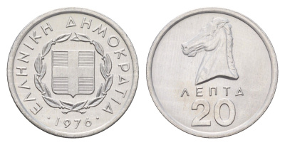 Греция 20 лепт 1976 KM 114 алюминий UNC 4668-1255