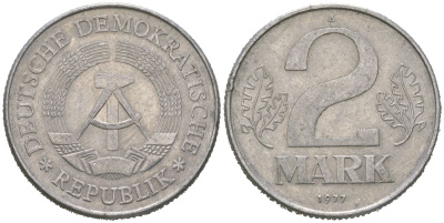 ГДР 2 марки 1977 KM 48 алюминий 4619-613