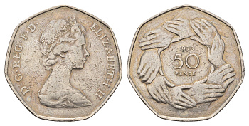 Великобритания 50 пенсов 1973 Елизавета II (1952-2022), вступление в Европейское экономическое сообщество KM 918, Spink 4224 медно-никель 4389-123