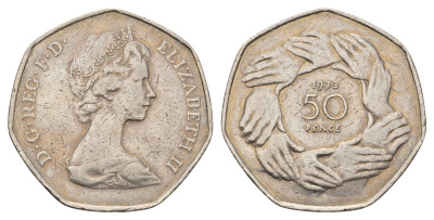 Великобритания 50 пенсов 1973 Елизавета II (1952-2022), вступление в Европейское экономическое сообщество KM 918, Spink 4224 медно-никель 4389-123