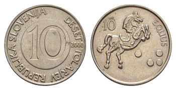 Словения 10 толаров 2000 KM 41 медно-никель UNC 4633-637