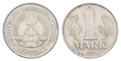 ГДР 1 марка 1977 KM 35.2 алюминий 4675-515