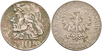 Польша 10 злотых 1970 MW, Тадеуш Костюшко (1746-1817) KM 50а медно-никель 4517-724