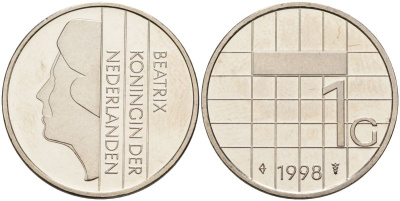 Нидерланды 1 гульден 1998 Беатрикс (1980-2013) KM 205 никель UNC 4116-144