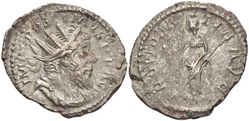 Римская Империя (императоры в Галлии) антониниан 260 - 269 Постум. IMP C POSTVMVS P F AVG / PROVIDENTIA AVG, Провиденция, держащая скипетр и сферу, Колония Агриппины, Good Very fine RIC 323 биллон 1073-13-52