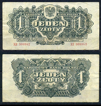 Польша 1 злотый 1944 Pick 105 a бумага 6283-14-1-2