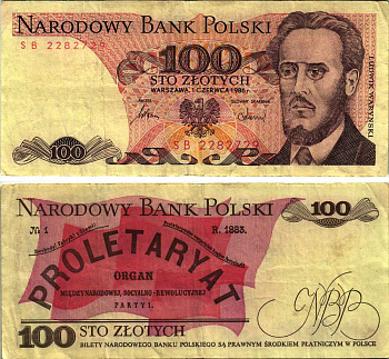 ПОЛЬША 100 ЗЛОТЫХ 1986 1 ИЮНЯ 1986, ЛЮДВИГ ВАРИНСКИЙ Pick 143е бумага 7486-5-2-2