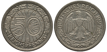 Германия 50 рейхспфеннигов 1927 J KM 49, J. 324 никель 413-3511