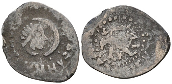 Великое княжество Рязанское денга 1456-1462 Вел. князь Василий Васильевич московский, голова с полумесяцем/зверь Гулецкий/Петрунин 2350 серебро 507-911