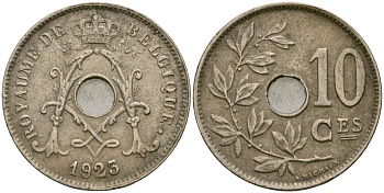 Бельгия 10 сантимов 1923 BELGIQUE, Альберт I (1910 - 1934) KM 85 медно-никель 4132-225
