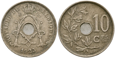 Бельгия 10 сантимов 1923 BELGIQUE, Альберт I (1910 - 1934) KM 85 медно-никель 4132-225