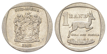 ЮАР 1 ранд 2000 KM 164 медь плакированная никелем 4627-355