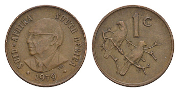 ЮАР 1 цент 1979 Окончание президентства Николааса Дидерихса KM 98 бронза 4609-1234