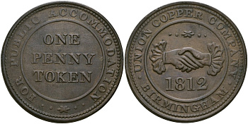 Великобритания, Уорвикшир 1 пенни 1812 Dalton & Hamer 335, Davis 65 медь 1526-933