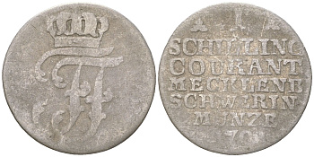 Мекленбург-Шверин 1 шиллинг 1792 ? KM 220 серебро 4621-959