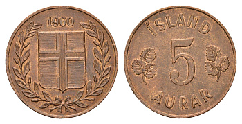 Исландия 5 эйре 1960 KM 9 бронза 4691-332