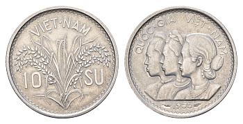 Южный Вьетнам 10 су 1953 год-тип KM 1 алюминий aUNC 4675-1054