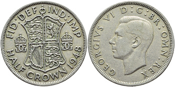 Великобритания 1/2 кроны 1948 Георг VI (1936-1952) KM 866, Spink 4101 медно-никель 4386-912