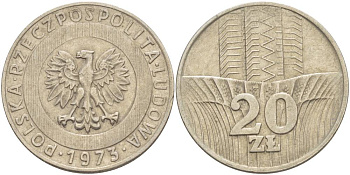 Польша 20 злотых 1973 монетный двор Кремница KM 67, Parchimowicz 245a медно-никель 4542-1213