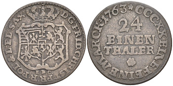 Саксония 1/24 талера (грош) 1763 EDC, Фридрих Август III (1763-1806) KM 967 (C80), Buck 6, Kahnt (1763-1827) 1016 серебро 187-1013
