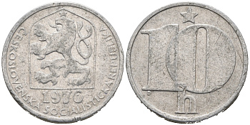ЧЕХОСЛОВАКИЯ 10 ГЕЛЛЕРОВ 1976 СОЦИАЛИСТИЧЕСКАЯ РЕСПУБЛИКА KM 80 алюминий 75-919