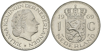 Нидерланды 1 гульден 1969 Юлиана (1948-1980) KM 184a никель UNC 4579-533