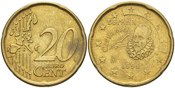 Испания 20 евроцентов 1999 KM 1044 латунь 4543-316