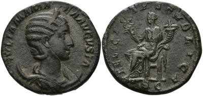 Римская Империя дупондий 222 - 235 Юлия Мамея, мать Александра Севера FELICITAS PVBLICA Фелицитата, персонификация Счастья, Рим Good Very fine 10,15 гр RIC 681 бронза 1073-10-87