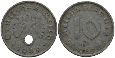 Германия 10 рейхспфеннигов 1940 G KM 101, J. 371 цинк 4187-1035