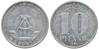 ГДР 10 пфеннигов 1981 А KM 10 алюминий 62-851