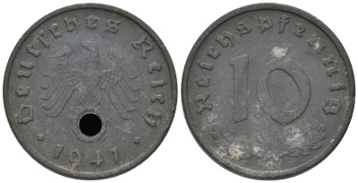 Германия 10 рейхспфеннигов 1941 A KM 101, J. 371 цинк    4656-133