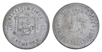 Гармиш 10 пфеннигов 1917 Funck 152.2, Men05 8697.3, Men18 10835.3 цинк 4659-259