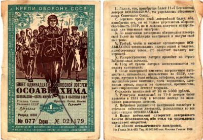СССР 1 рубль 1936 Одиннадцатая всесоюзная лотерея Осоавиахима 2195-19-1-2