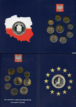 Польша набор из 9 монет 1992-2004 плюс жетон Европа - Польша  серебро  UNC, PROOF  1181-2-01