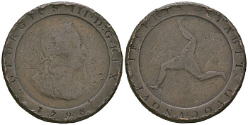 Остров Мэн 1/2 пенни 1798 Георг III KM 10 медь 94-426