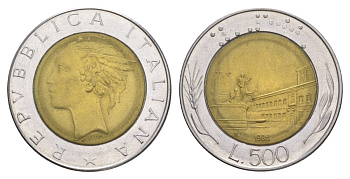 Италия 500 лир 1986 R KM 111 биметалл 4633-757