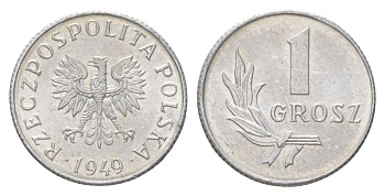 Польша 1 грош 1949 Y 39 алюминий UNC 4627-869