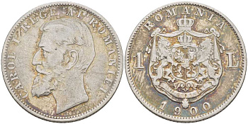 Румыния 1 лей 1900 Кароль I (1881-1914) KM 24 серебро 441-1242