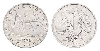 Сан-Марино 1 лира 1976 Республика KM 51 алюминий UNC 4647-169