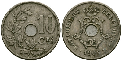 Бельгия 10 сантимов 1904 Belgique KM 52 медно-никель 4172-734