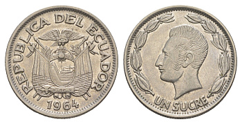 Эквадор 1 сукре 1964 KM 78b сталь плакированная никелем 83-142
