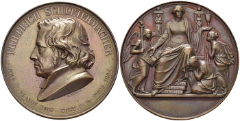 БРАНДЕНБУРГ-ПРУССИЯ МЕДАЛЬ 1834 ФРИДРИХ ШЛЕЙЕРМАХЕР (1768-1834) НЕМЕЦКИЙ ФИЛОСОФ, ТЕОЛОГ И ПРОПОВЕДНИК, ДИАМЕТР 45 ММ., ВЕС 52,65 ГР., МЕДАЛЬЕР C. FISCHER Slg. Marienb. 1037, Slg.Wurzbach 8238 бронза 1084-2-34