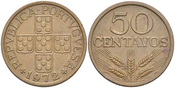 Португалия 50 сентаво 1972 KM 596 бронза 4513-1225