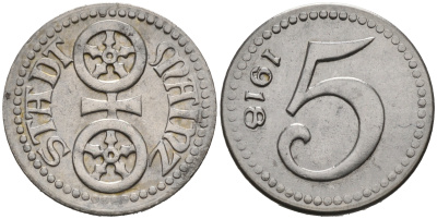 МАЙНЦ 5 ПФЕННИГОВ 1918 НОТГЕЛЬД, ЗЕМЛЯ ГЕССЕН железо 75-1625