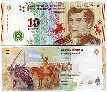 Аргентина 10 песо 2016 Генерал Мануэль Бельграно (1770-1820) Pick 360 бумага UNC (пресс) 447-91-2