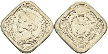 Нидерланды жетон 1980 коронация королевы Беатрикс медно-никель UNC 4586-724