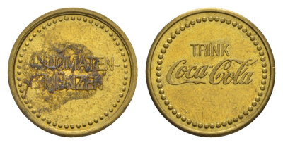 Европа жетон Coca Cola диаметр 18,5 мм, вес 4,6 гр латунь aUNC 4655-666