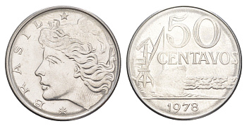 Бразилия 50 сентаво 1978 KM 580b нержавеющая сталь UNC 4642-1135