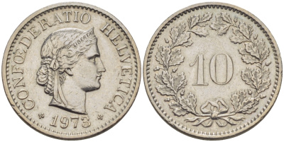 Швейцария 10 раппенов 1978 KM 27 медно-никель 66-421