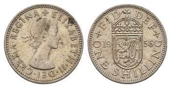 Великобритания 1 шиллинг 1956 Елизавета II (1952-2022), Шотландский герб KM 905, Spink 4148 медно-никель 4699-526